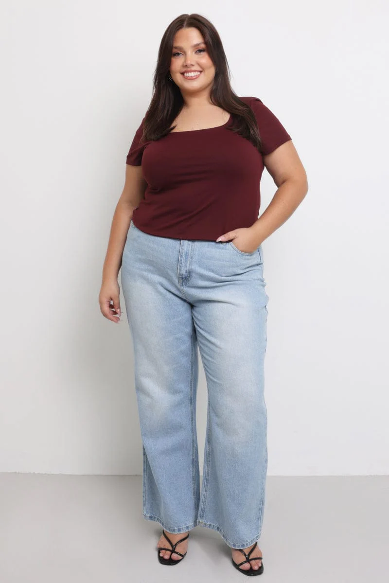 Red Supersoft Top Short Sleeve Scoop Neck - Image 2