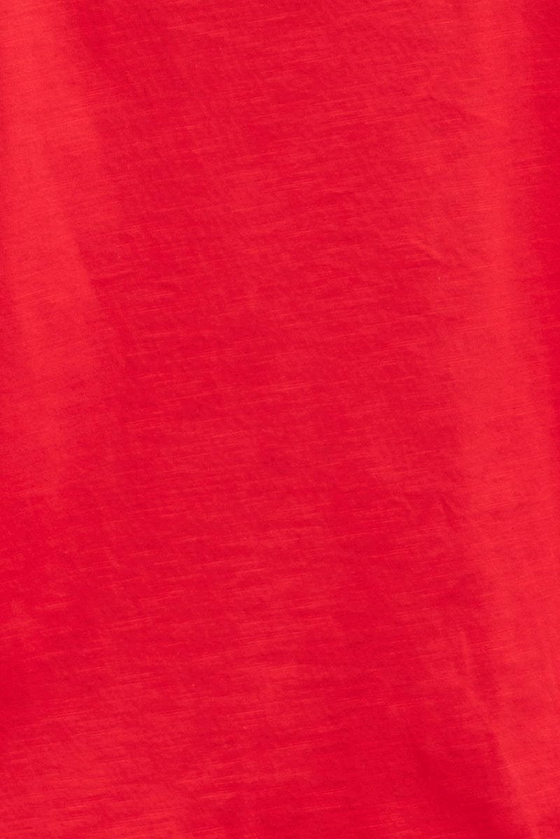 Red T-shirt Ruffle Sleeve Crew Neck - Image 6