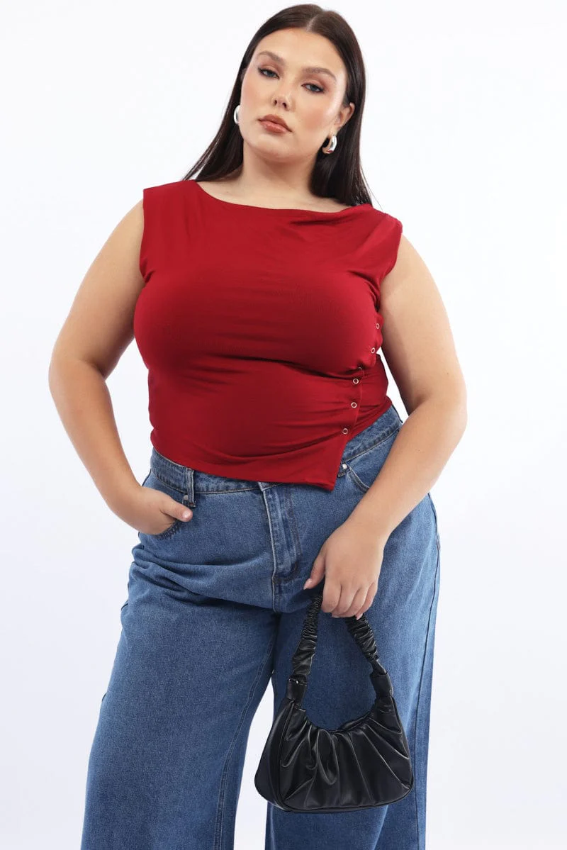 Red Tank Asymmetrical Hem