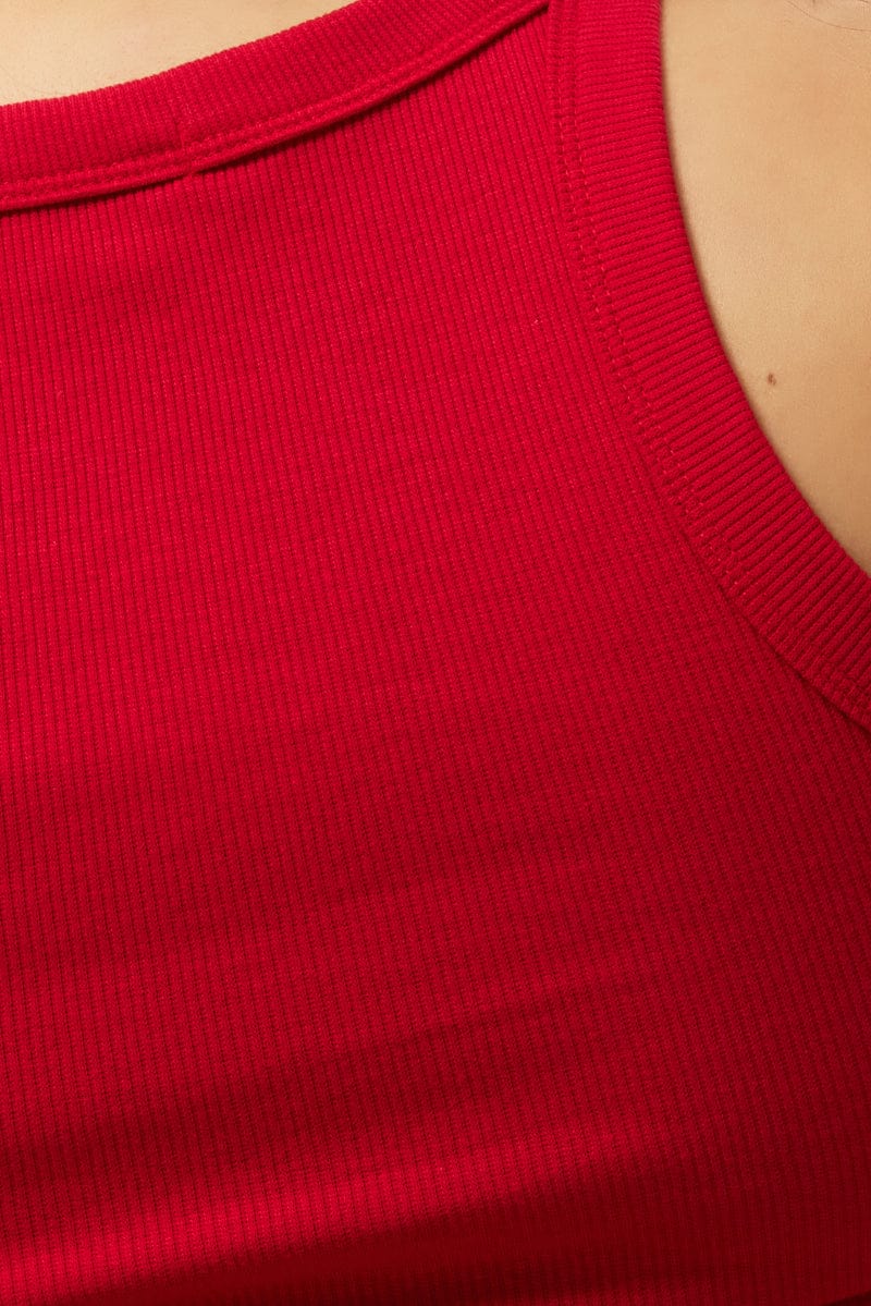 Red Tank Top Crew Neck Rib - Image 6