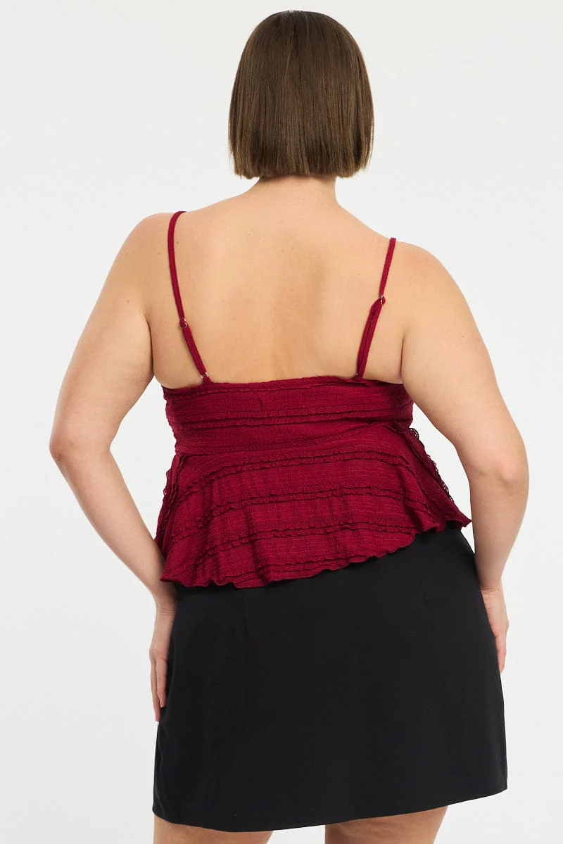 Red Texture Cami Top Lace - Image 4
