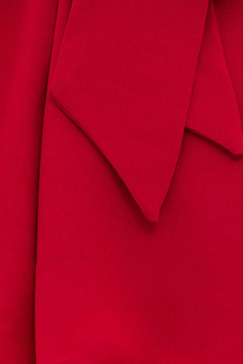 Red Tie Playsuit Short Sleeve Sweetheart Neck - Image 6