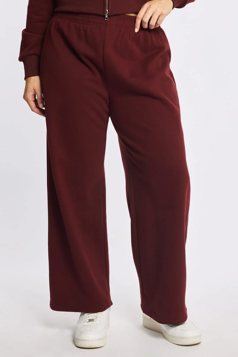 Red Track Pants Wide Leg - Image 3