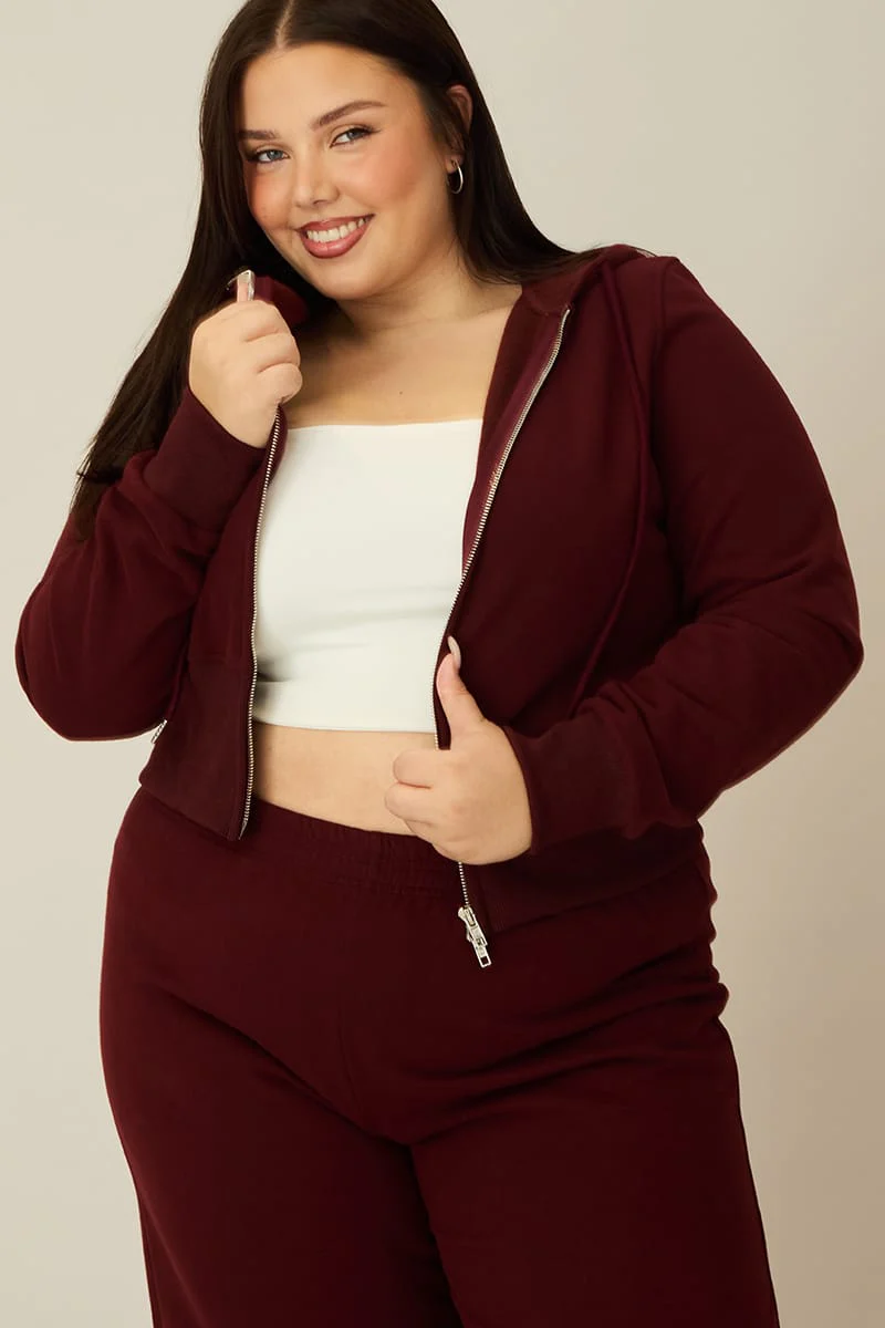 Red Zip Hoodie Long Sleeve