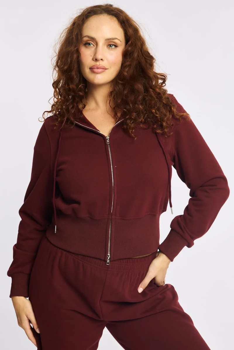 Red Zip Hoodie Long Sleeve - Image 2