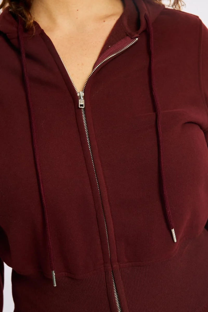 Red Zip Hoodie Long Sleeve - Image 6