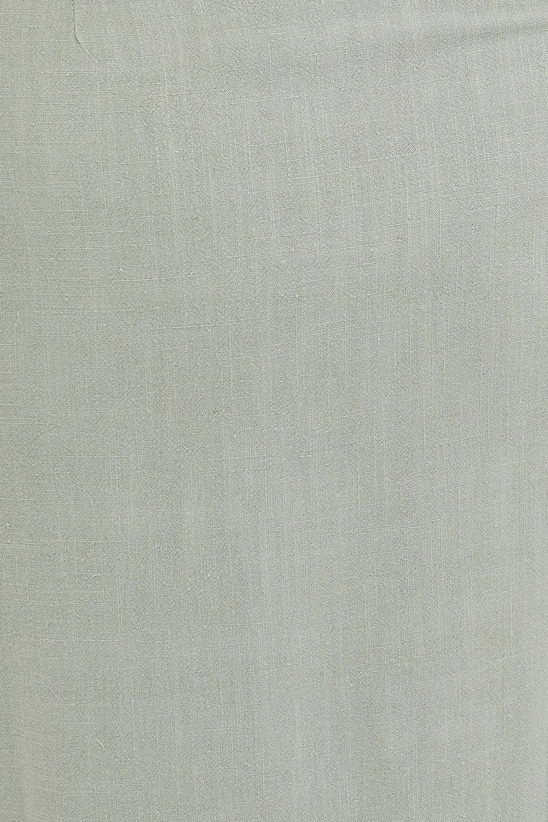 Sage Midi Skirt Button Front Linen Blend - Image 6