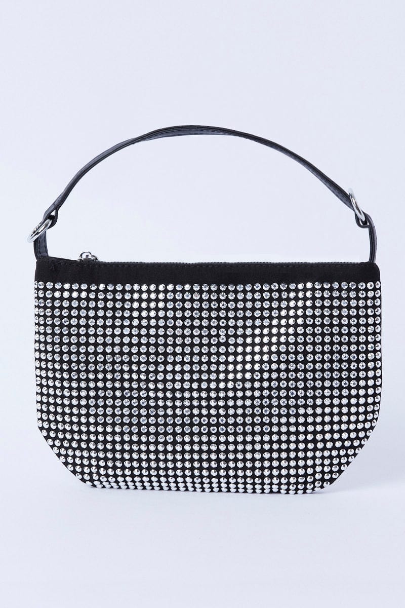 Silver Rhinestone Decor Shoulder Bag