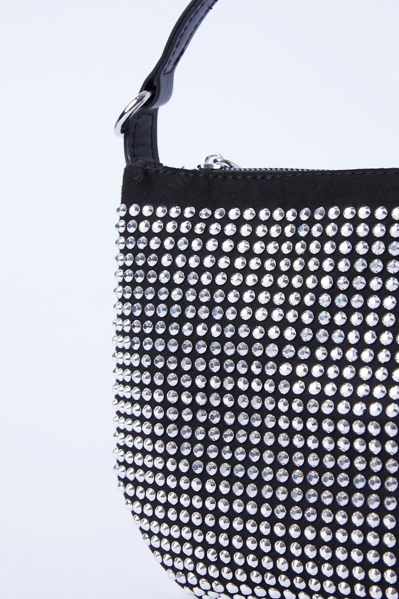 Silver Rhinestone Decor Shoulder Bag - Image 4