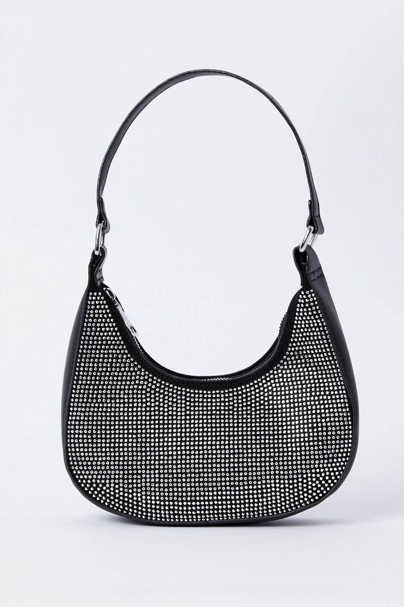 Silver Rhinestone Decor Shoulder Bag