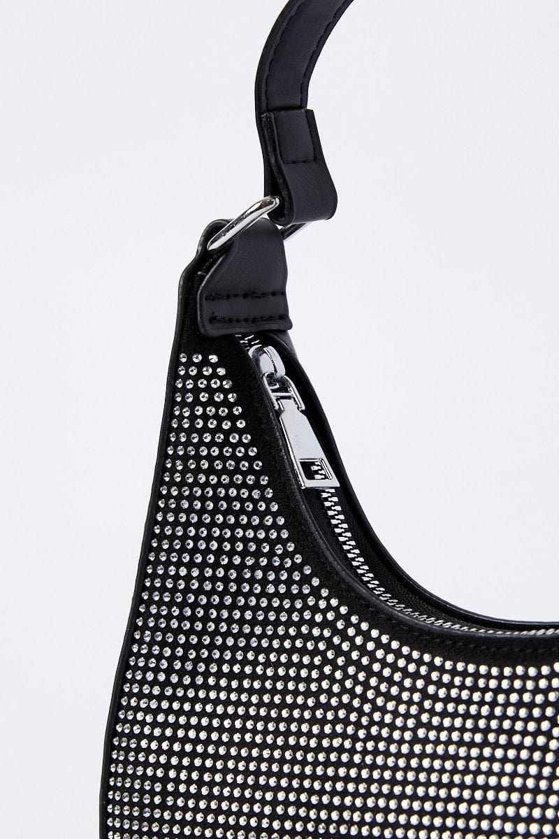 Silver Rhinestone Decor Shoulder Bag - Image 4