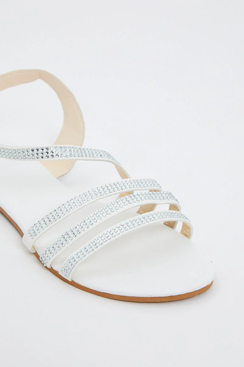 Silver Strappy Faux Leather Sandals - Image 3