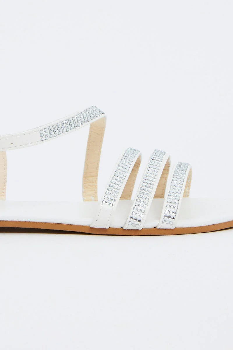 Silver Strappy Faux Leather Sandals - Image 4