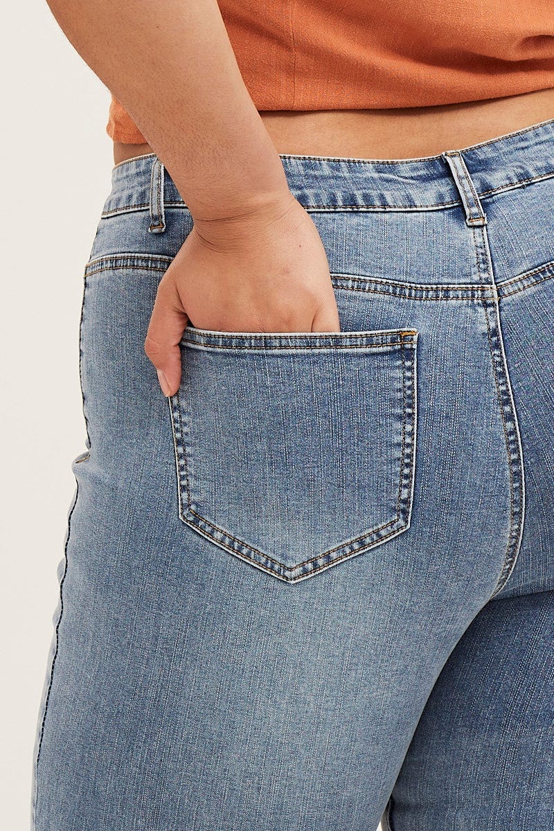 Steel Blue High Rise Acid Wash Skinny Denim Jeans - Image 6