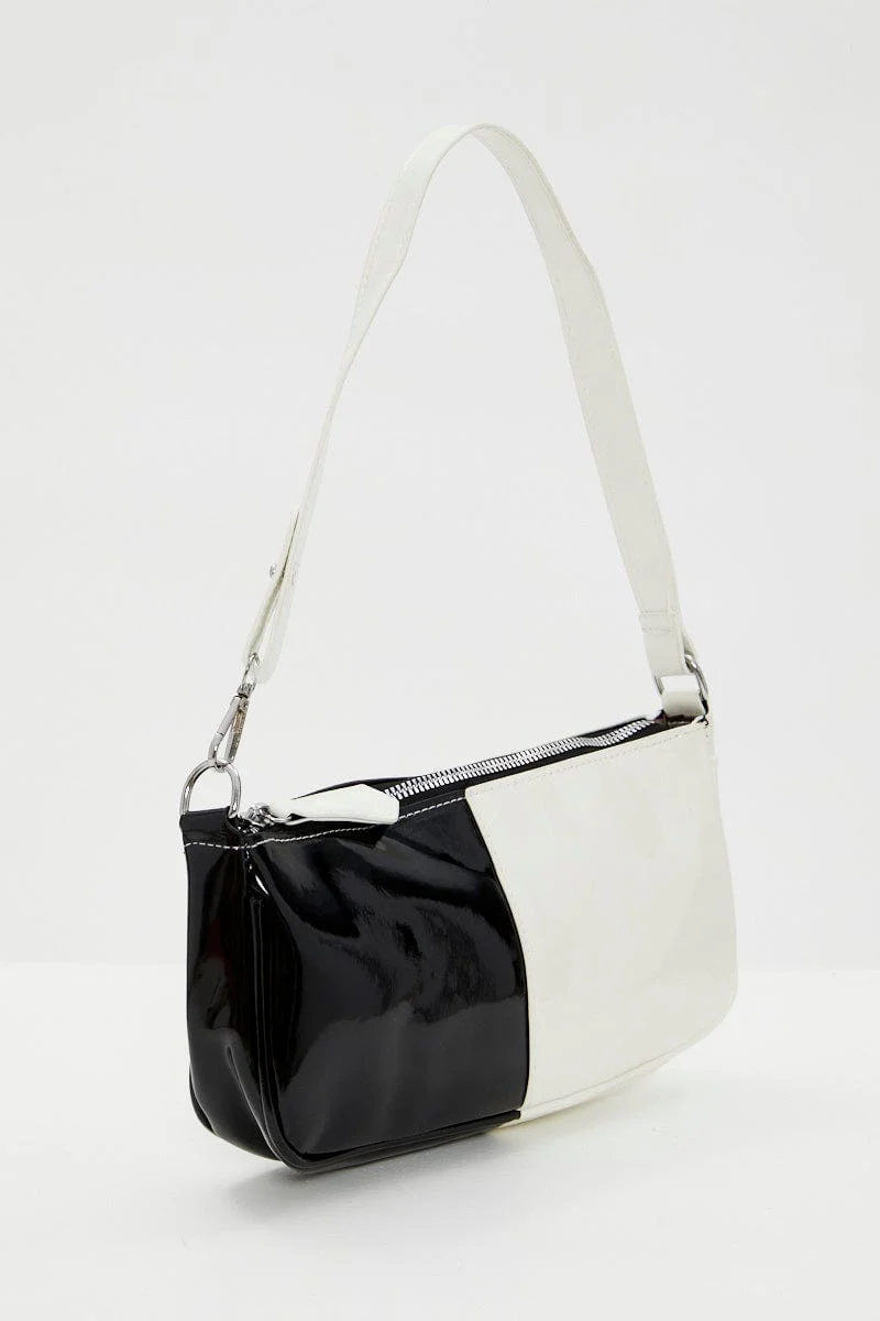 Stripe Half And Half Monochrome Under Arm Bag - Image 2