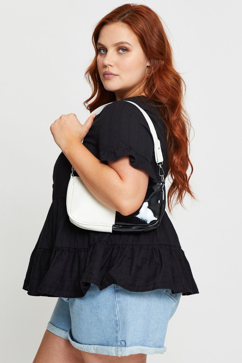 Stripe Half And Half Monochrome Under Arm Bag - Image 5