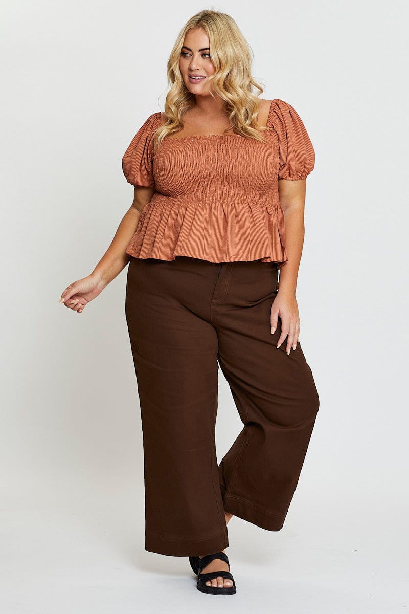 Stripe Peplum Top Short Sleeve - Image 2