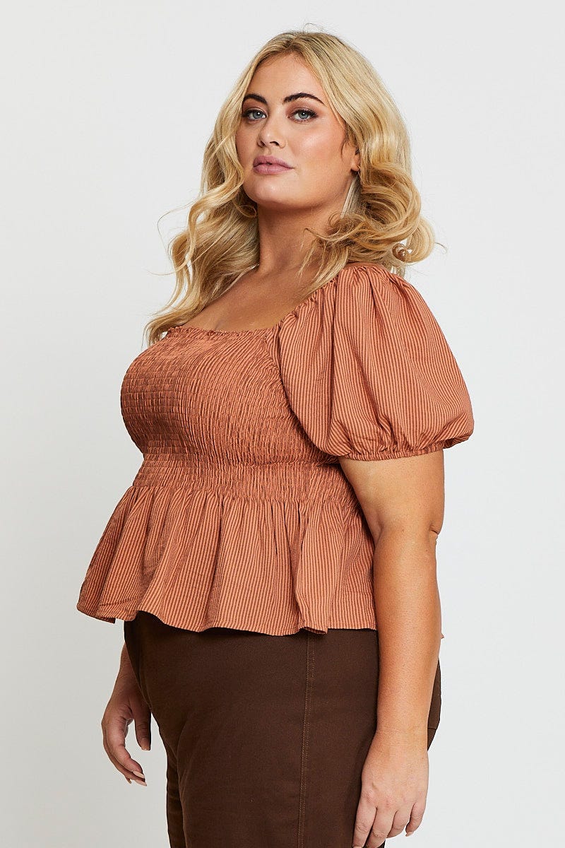 Stripe Peplum Top Short Sleeve - Image 4
