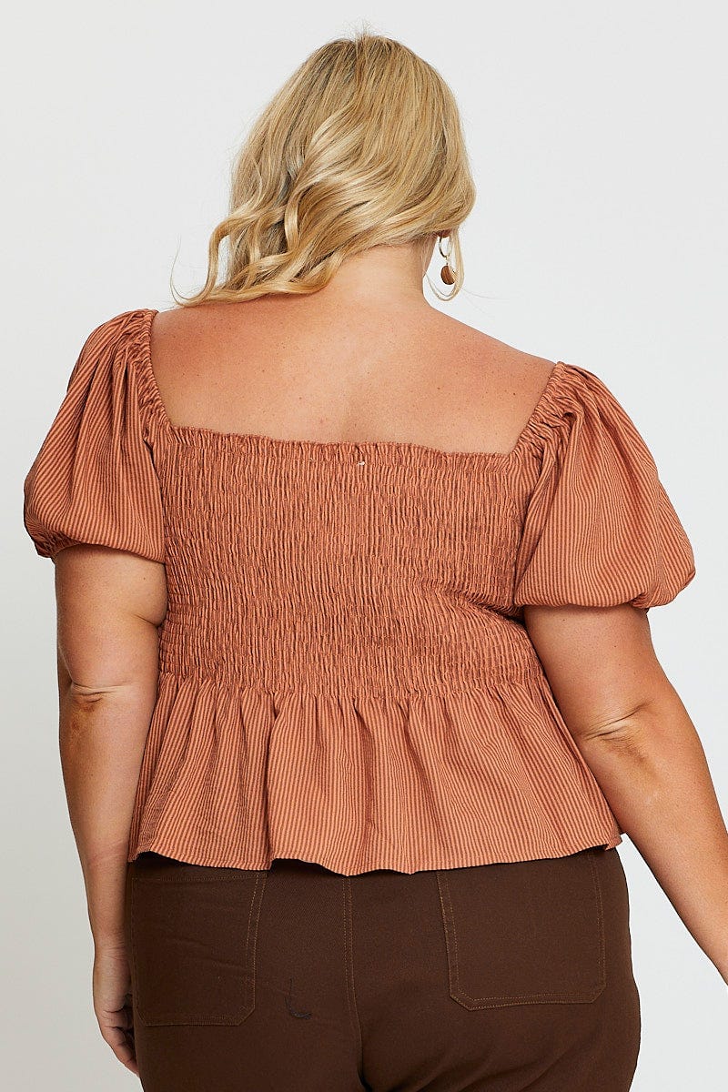 Stripe Peplum Top Short Sleeve - Image 5
