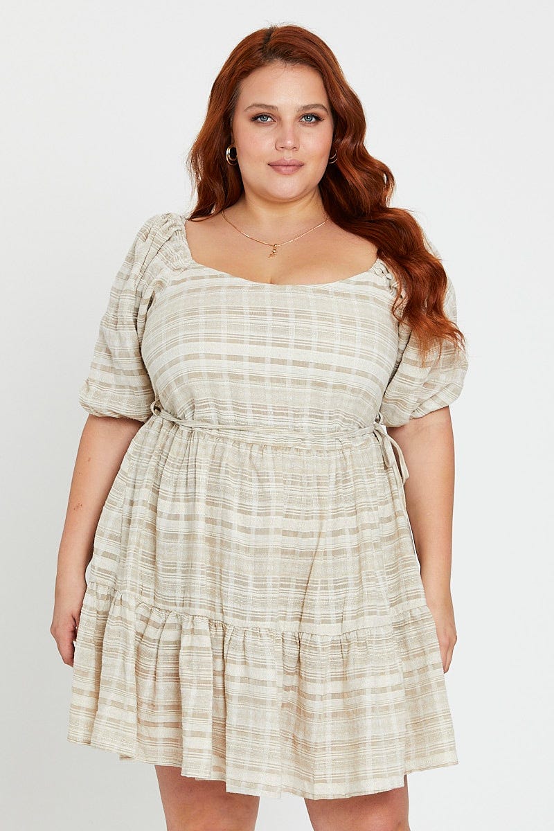 Stripe Skater Dress Scoop Neck Short Sleeve - Image 3