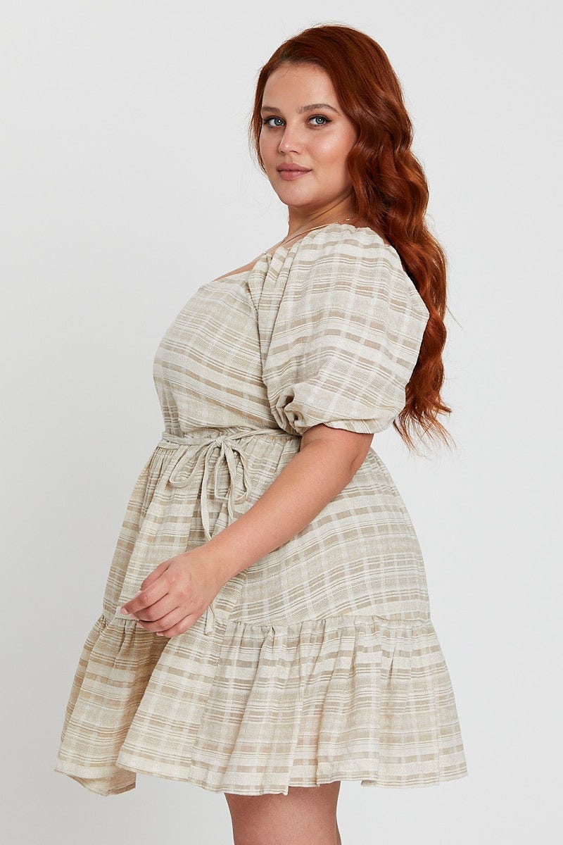 Stripe Skater Dress Scoop Neck Short Sleeve - Image 4