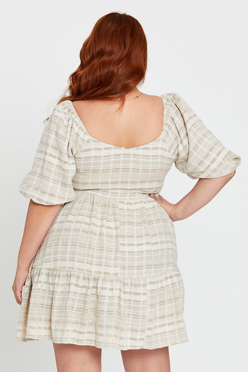 Stripe Skater Dress Scoop Neck Short Sleeve - Image 5