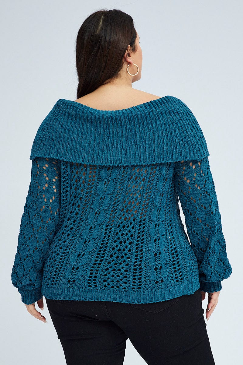 Teal Boho Off Shoulder Knit - Image 5