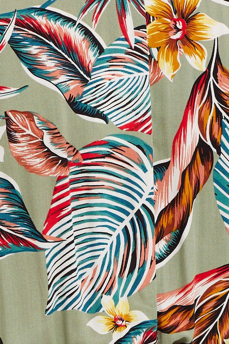 Trop Print Skater Dress V-neck Batwing Sleeve - Image 6