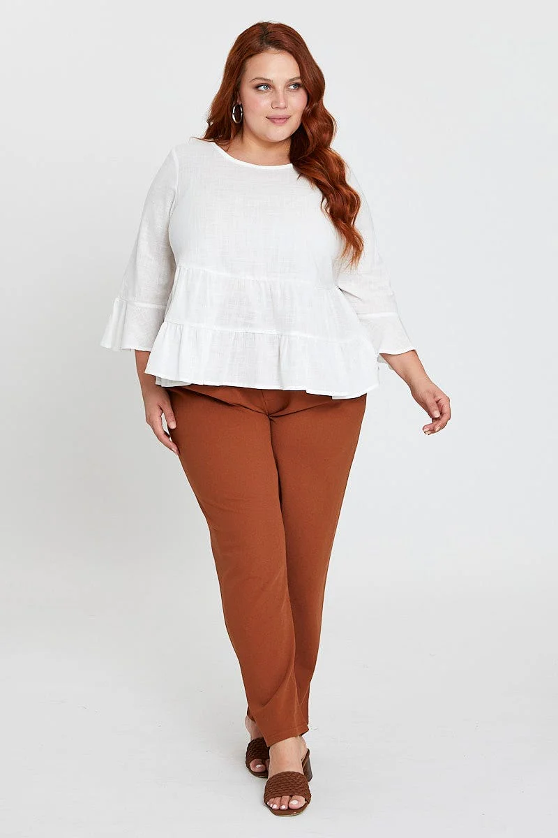 White 3/4 Sleeve Pink Layer Top - Image 2