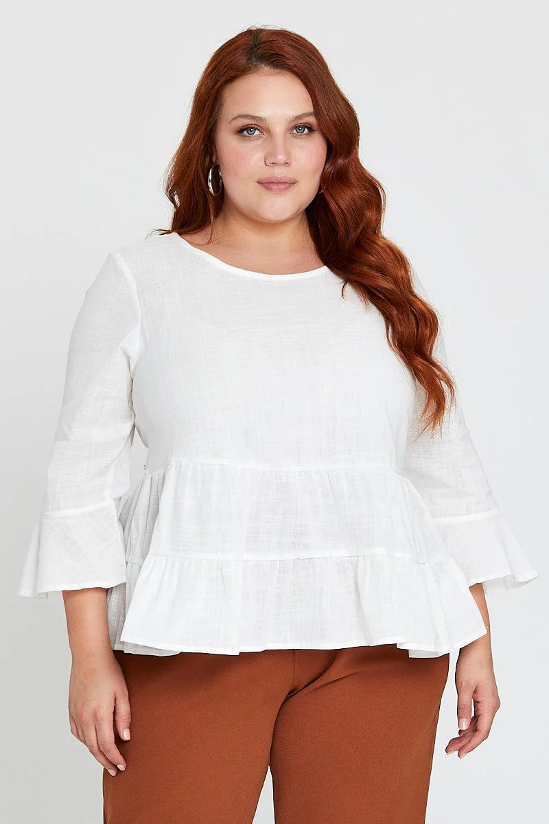 White 3/4 Sleeve Pink Layer Top - Image 3