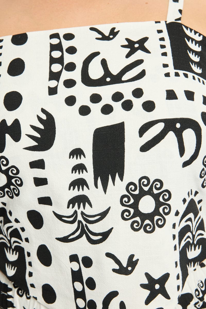 White Abstract Scarf Top Sleeveless - Image 5