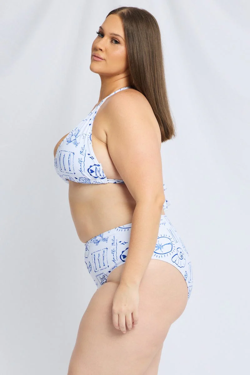 White Abstract Triangle Bikini Set - Image 4