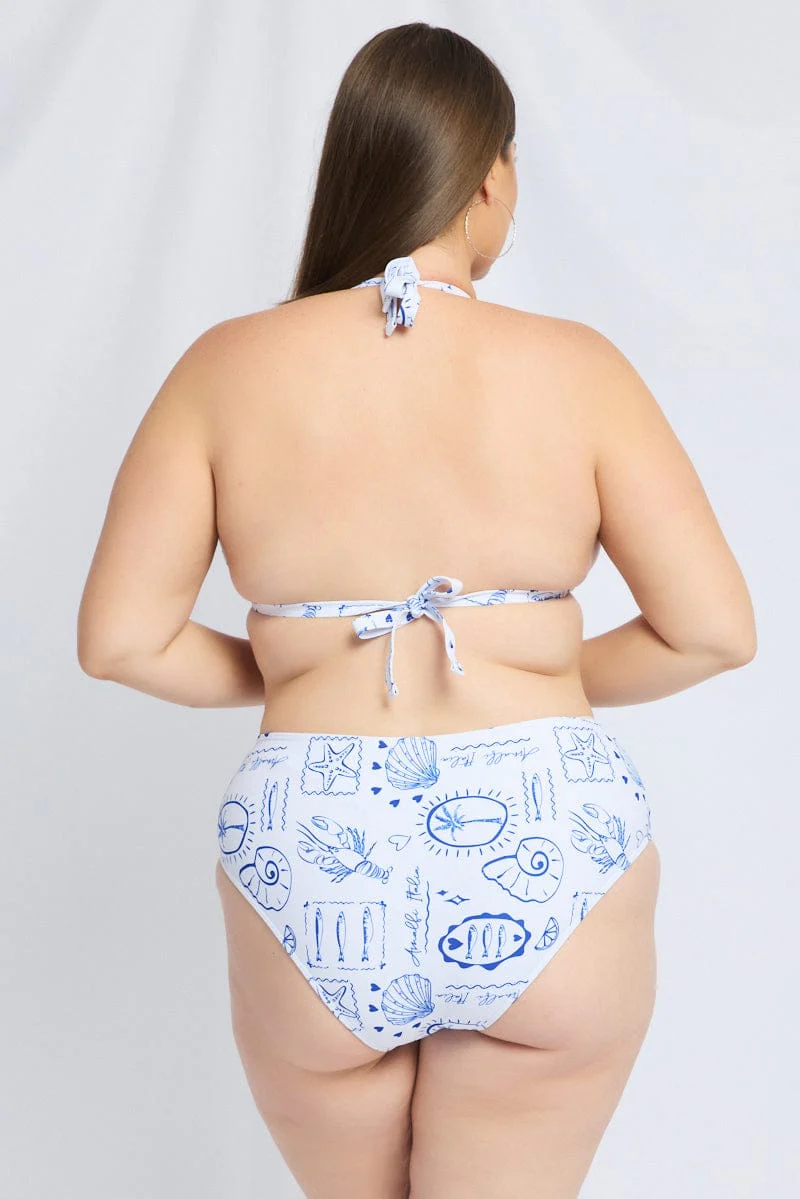 White Abstract Triangle Bikini Set - Image 5