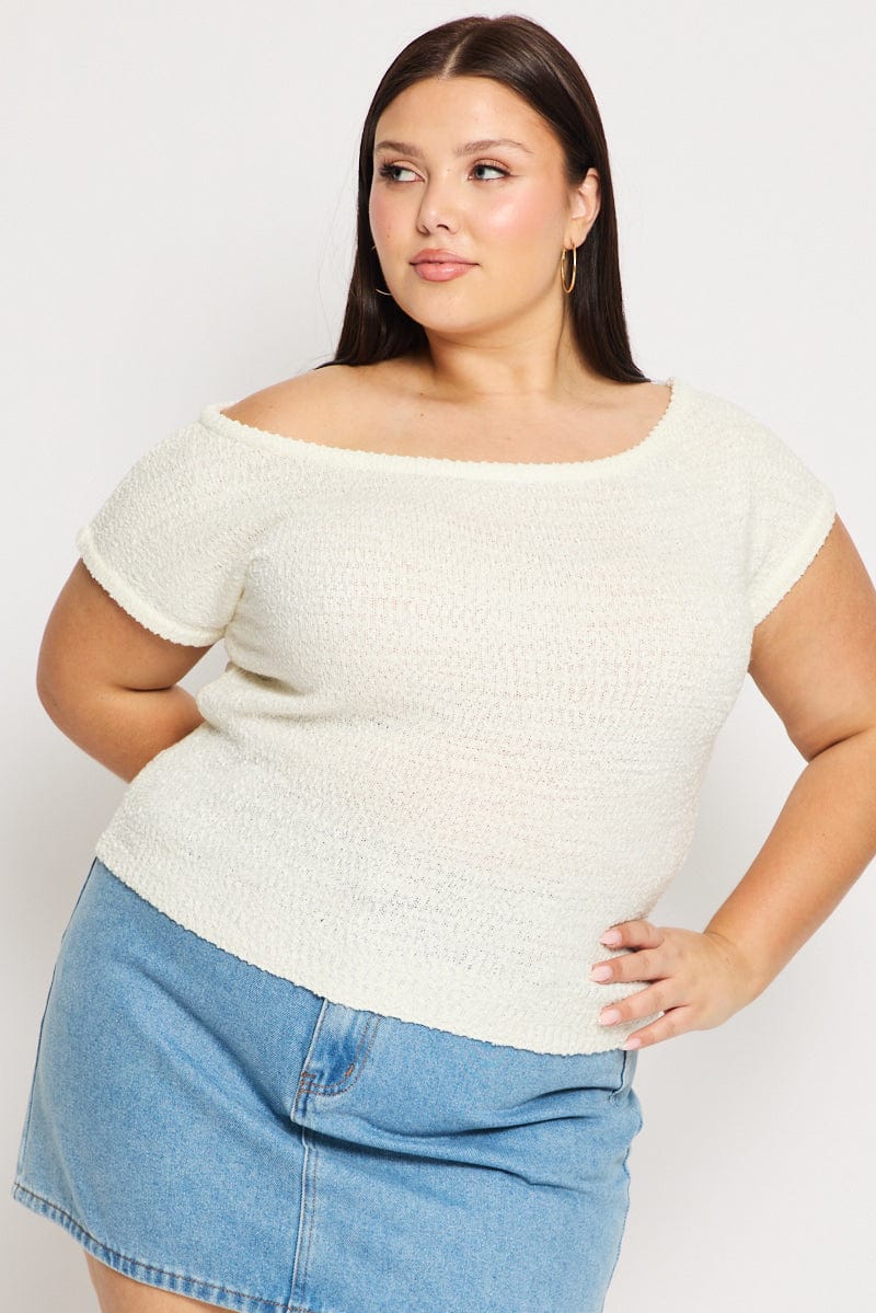 White Asymmetric Knit Top