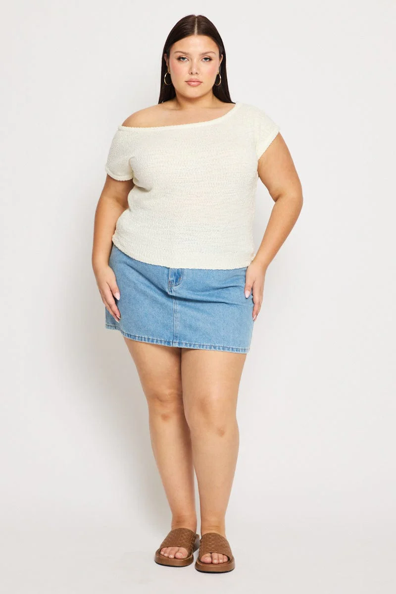 White Asymmetric Knit Top - Image 2