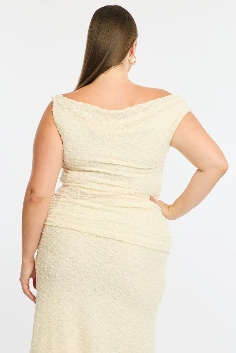 White Asymmetric Top Sleeveless One Shoulder Textured - Image 4