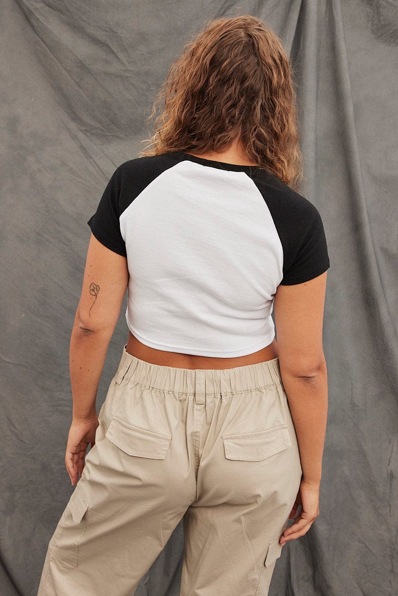 White Baby T-shirt Raglan Tattoo Contrast - Image 5