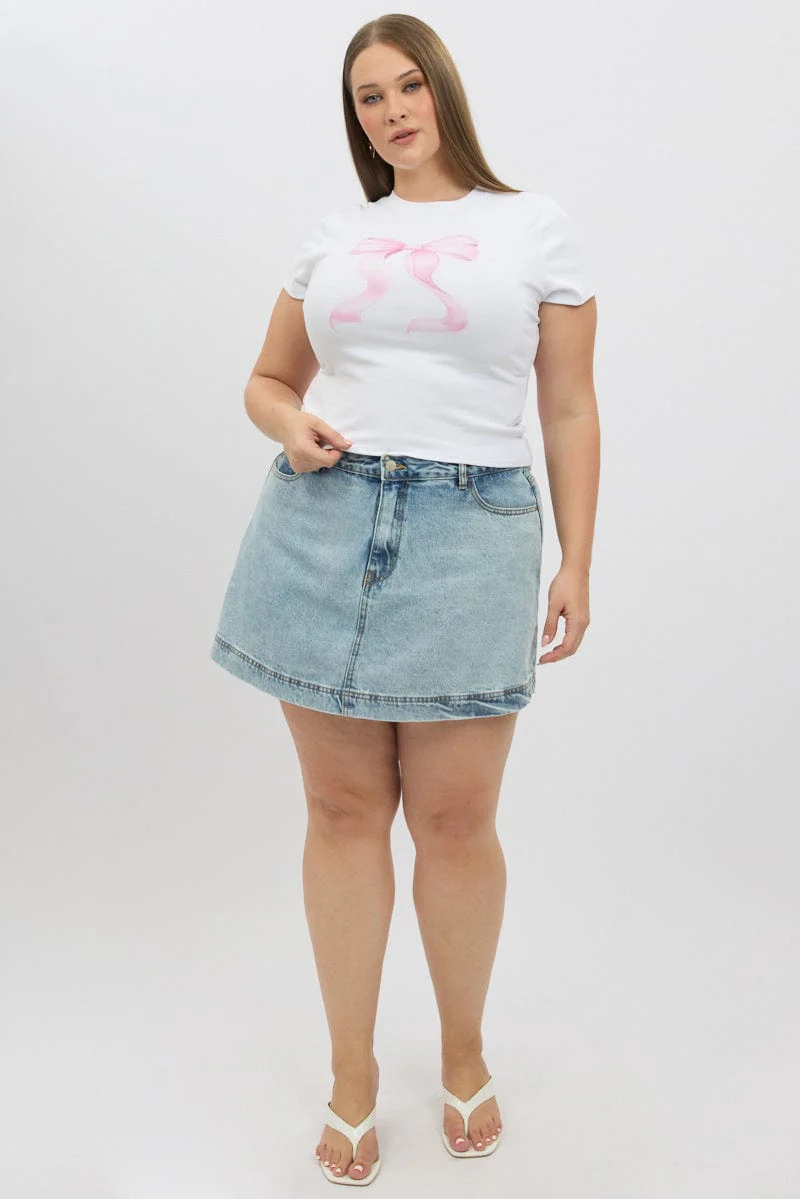 White Baby Tee Short Sleeve Crew Neck - Image 2