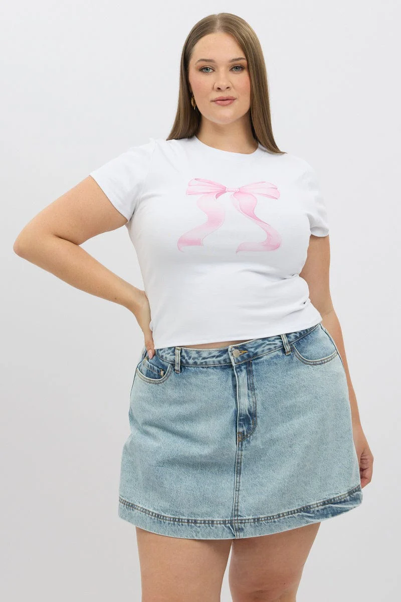 White Baby Tee Short Sleeve Crew Neck - Image 3