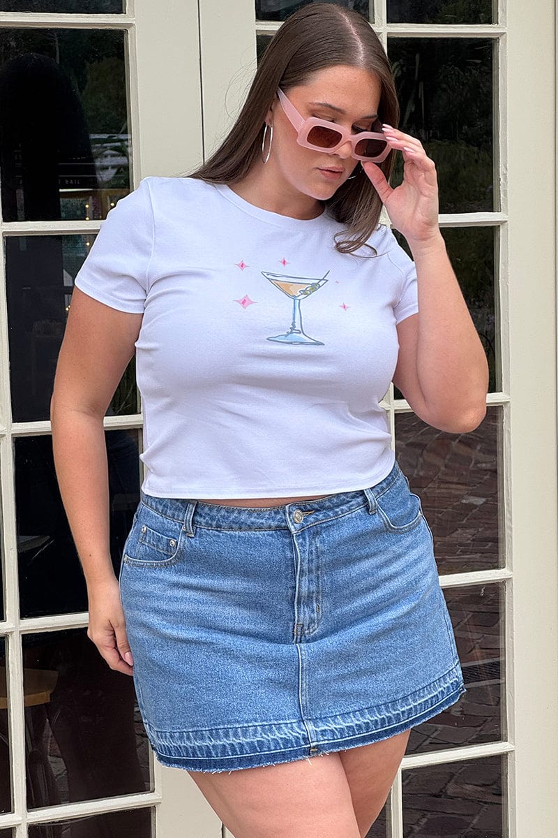 White Baby Tee Short Sleeve Crew Neck