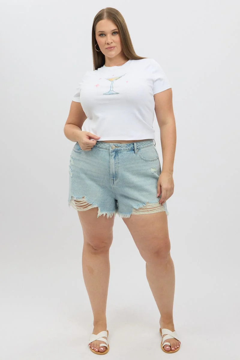 White Baby Tee Short Sleeve Crew Neck - Image 3