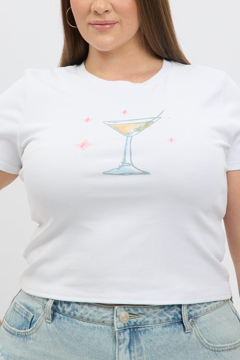 White Baby Tee Short Sleeve Crew Neck - Image 6