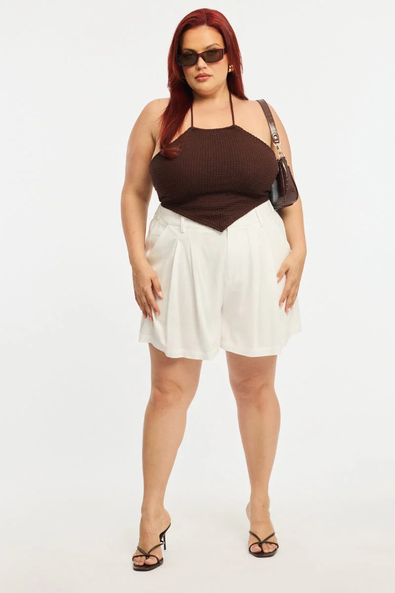 White Bermuda Shorts Elastic Waist - Image 3