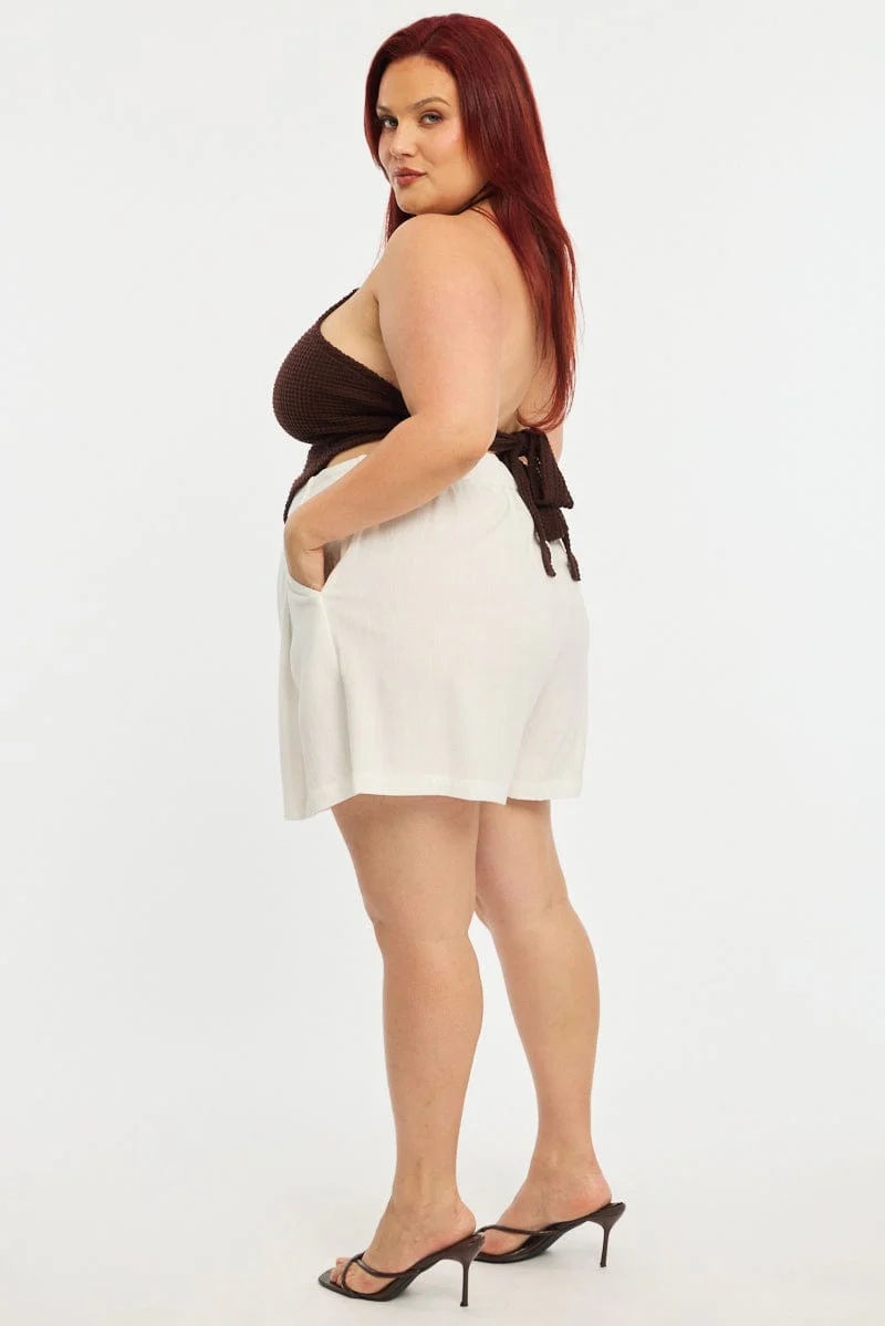 White Bermuda Shorts Elastic Waist - Image 4