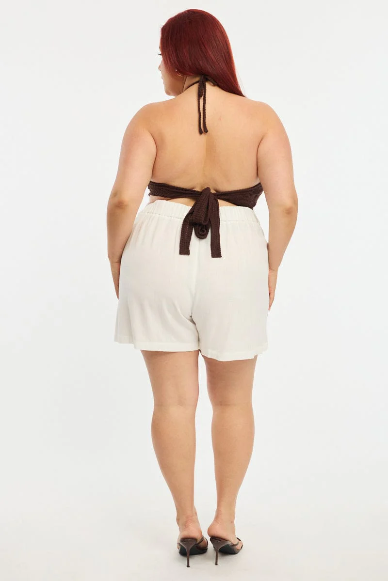 White Bermuda Shorts Elastic Waist - Image 5