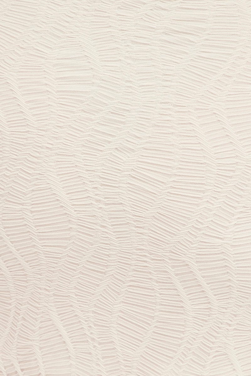 White Bodycon Dress Strapless Midi Textured - Image 6