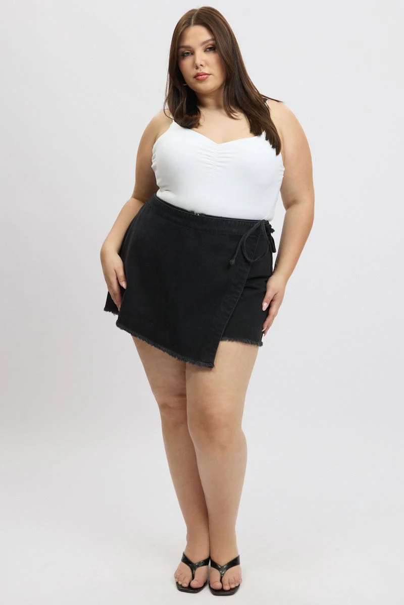 White Bodysuit Singlet Front Ruched Supersoft - Image 2