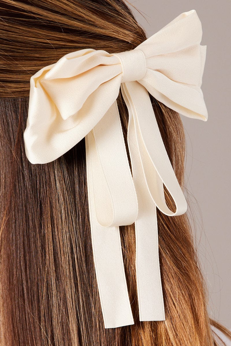 White Bow Hair Clip - Image 2