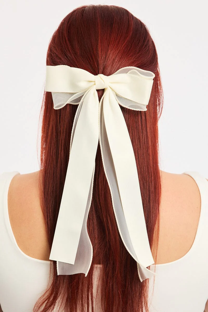 White Bow Hair Clips