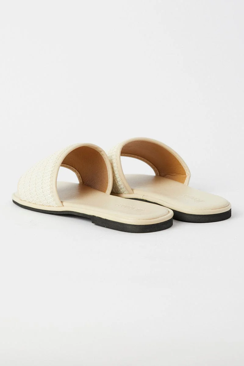 White Braided Flat Slippers Slides - Image 4